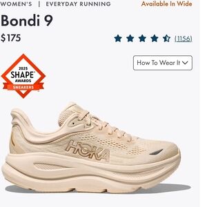 Hoka Women's Bondi 9 Cream Running Shoes